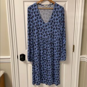 Boden Blue Floral Long Sleeve Dress